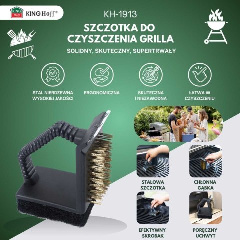 SZCZOTKA 3w1 DO CZYSZCZENIA RUSZTU GRILLA KINGHOFF KH-1913