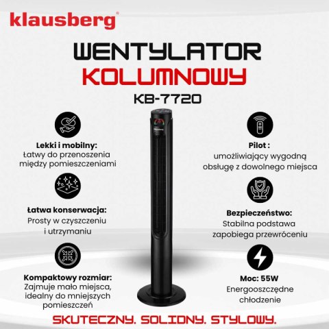 WENTYLATOR KOLUMNOWY PODŁOGOWY Z PILOTEM KLAUSBERG KB-7720