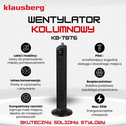 WENTYLATOR KOLUMNOWY PODŁOGOWY Z PILOTEM KLAUSBERG KB-7876