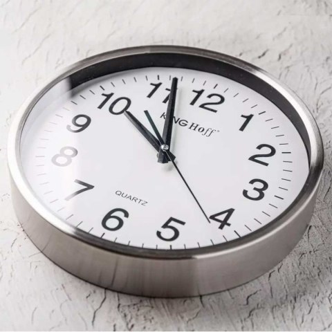 ZEGAR ŚCIENNY STALOWY 30cm MECHANIZM PŁYNĄCY KH-5025