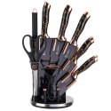 ZESTAW 9 ELEM. NOŻY KUCHENNYCH W STOJAKU Z OSTRZAŁKĄ I NOŻYCAMI E-6270