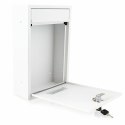 Biała Skrzynka na listy kompaktowa mobilna naścienna z klapą otwieraną
