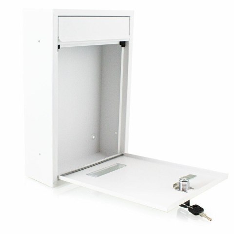 Biała Skrzynka na listy kompaktowa mobilna naścienna z klapą otwieraną