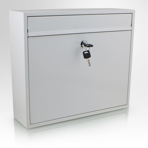 Biała Skrzynka pocztowa na listy połyskowa wrzutnia na gazety ulotki poczte