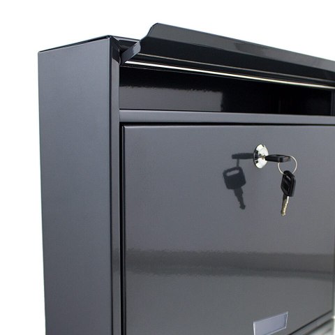 Grafitowa Skrzynka pocztowa na listy naścienna solidna i odporna