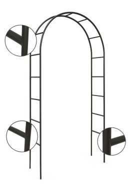 Pergola ogrodowa na róże pnącza czarna Metalowa Łuk do kwiatów Pnącz