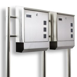 PODWÓJNA SKRZYNKA POCZTOWA WOLNOSTOJĄCA ZE STALI NIERDZEWNEJ