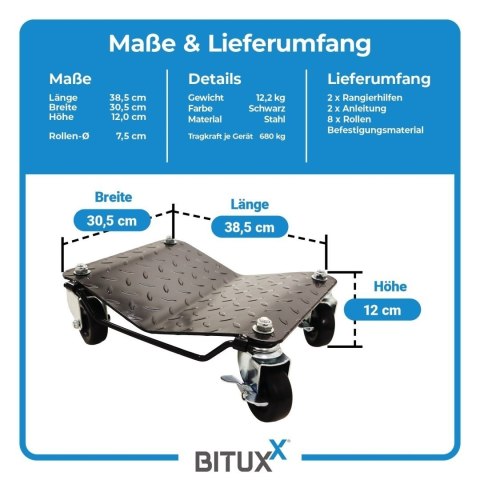 Profesjonalne wózki manewrowe do samochodu 2x 680kg stal
