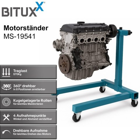 Stojak do Montażu Silnika / skrzyni 570kg Uchwyt na silnik Mobilny na kołach Obrotowy