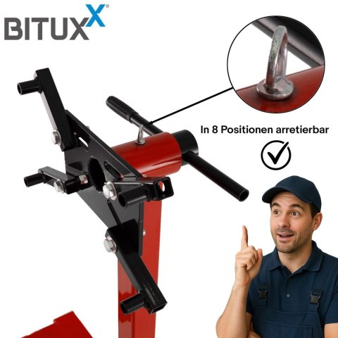 Stojak na silnik 570 kg obrotowy mobilny warsztatowy 4 koła 360°