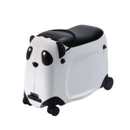 Walizka dziecięca z siedziskiem i kółkami - podróżna jeździk Czarna wygodna