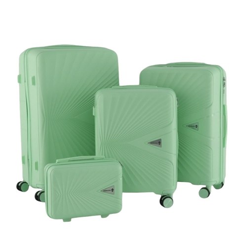 Walizka twarda 60L na 4 kółkach lekka zamek TSA teleskopowy uchwyt zielona