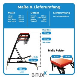 Wysokie siedzisko montażowe BITUXX, regulowane, na kółkach, 200 kg