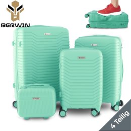 Zestaw 4 walizek podróżnych z beautycase - twarda skorupa, kółka 360°, zamek TSA