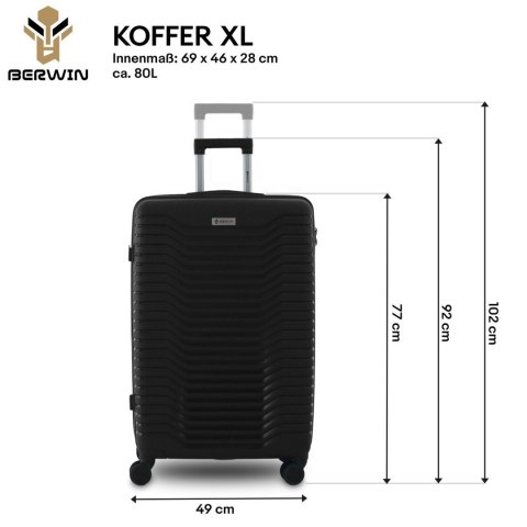 Zestaw 4 walizek podróżnych z beautycase - twarda skorupa, kółka 360°, zamek TSA