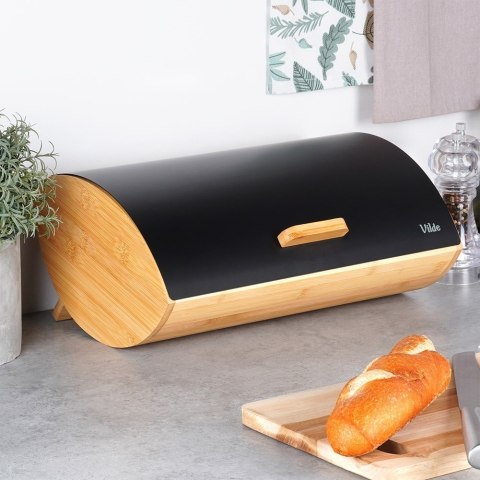 Chlebak drewniany metalowy czarny 35.5x24.5x15.5cm VILDE 259617