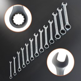 Zestaw kluczy płasko-oczkowych z grzechotką 8-32mm CrV 13 szt Zestaw Polerowane