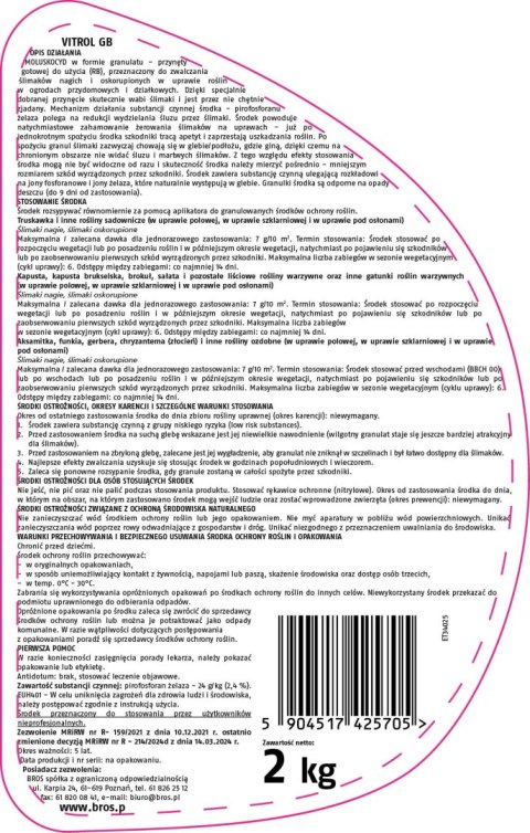BROS - Vitrol GB zwalcza ślimaki 2kg BROS