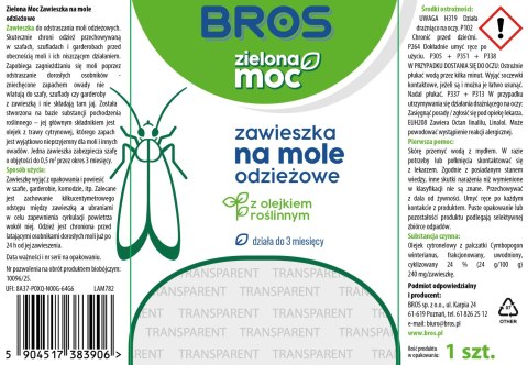 BROS - Zielona Moc zawieszka na mole odzieżowe BROS