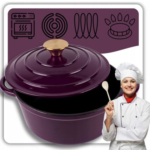 EMALIOWANY GARNEK ŻELIWNY 22cm 3L HAGE EGGPLANT