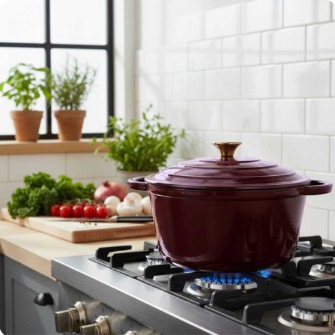 EMALIOWANY GARNEK ŻELIWNY 22cm 3L HAGE EGGPLANT