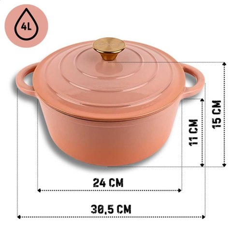 EMALIOWANY GARNEK ŻELIWNY 24cm 4L HAGE PINKOCELLO