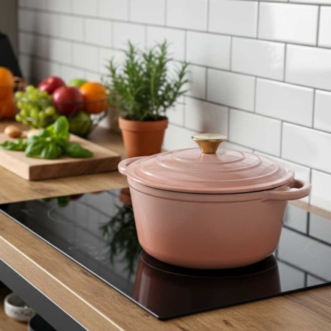 EMALIOWANY GARNEK ŻELIWNY 24cm 4L HAGE PINKOCELLO