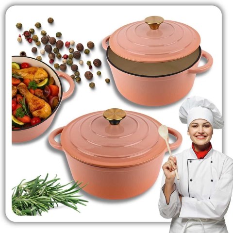 EMALIOWANY GARNEK ŻELIWNY 24cm 4L HAGE PINKOCELLO