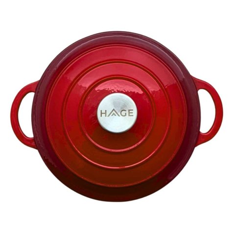 EMALIOWANY GARNEK ŻELIWNY 26cm 5L HAGE CZERWONY