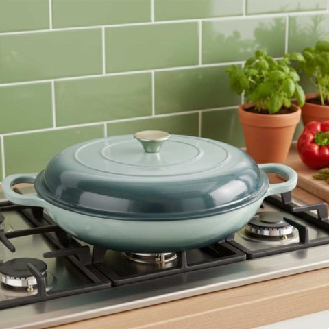 EMALIOWANY GARNEK ŻELIWNY PŁASKI 30cm 3L HAGE SEA SALT