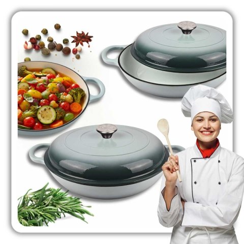 EMALIOWANY GARNEK ŻELIWNY PŁASKI 30cm 3L HAGE SEA SALT