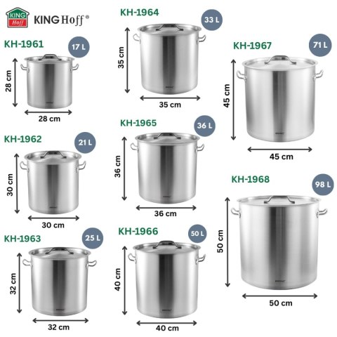 GARNEK GASTRONOMICZNY Z POKRYWĄ STALOWĄ 50L KINGHOFF KH-1966