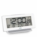 Budzik elektroniczny z kalendarzem i termometrem, 12,5 x 4 x 8,5 cm, biały