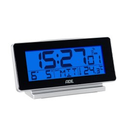 Budzik elektroniczny z kalendarzem i termometrem, 12,5 x 4 x 8,5 cm, czarny