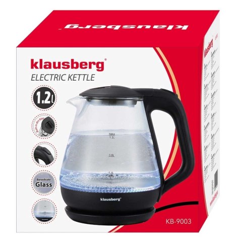 CZAJNIK ELEKTRYCZNY SZKLANY 1,2L KLAUSBERG KB-9003 LED