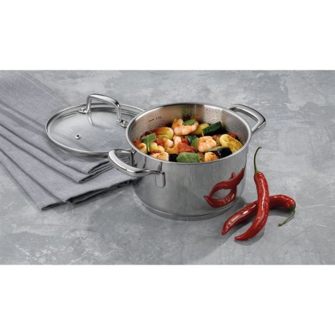 Garnek z pokrywką, stal nierdzewna/szkło, 1,6 l, śred. 16 x 10 cm