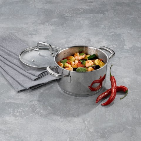 Garnek z pokrywką, stal nierdzewna/szkło, 1,6 l, śred. 16 x 10 cm