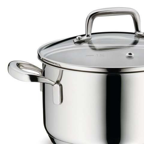 Garnek z pokrywką, stal nierdzewna/szkło, 1,6 l, śred. 16 x 10 cm