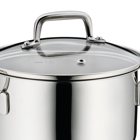 Garnek z pokrywką, stal nierdzewna/szkło, 1,6 l, śred. 16 x 10 cm
