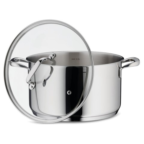 Garnek z pokrywką, stal nierdzewna/szkło, 5,5 l, śred. 24 x 14 cm