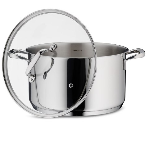 Garnek z pokrywką, stal nierdzewna/szkło, 5,5 l, śred. 24 x 14 cm