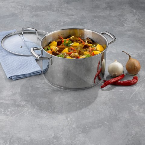 Garnek z pokrywką, stal nierdzewna/szkło, 5,5 l, śred. 24 x 14 cm