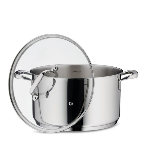 Garnek z pokrywką, stal nierdzewna/szkło, 5,5 l, śred. 24 x 14 cm