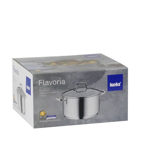 Garnek z pokrywką, stal nierdzewna/szkło, 5,5 l, śred. 24 x 14 cm