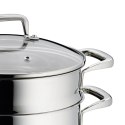 Garnek z wkładem do gotowania na parze, stal nierdzewna/szkło, 2,4 l, śred. 20 x 15 cm