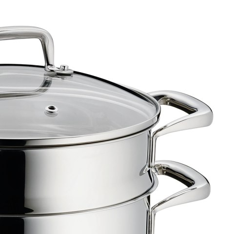 Garnek z wkładem do gotowania na parze, stal nierdzewna/szkło, 2,4 l, śred. 20 x 15 cm