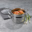 Garnek z wkładem do gotowania na parze, stal nierdzewna/szkło, 2,4 l, śred. 20 x 15 cm