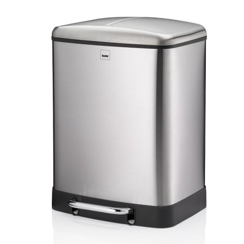 Kosz do segregacji śmieci, 2 x 12 l, 37 x 34 x 50 cm, metaliczny satynowy