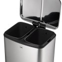 Kosz do segregacji śmieci, 2 x 12 l, 37 x 34 x 50 cm, metaliczny satynowy