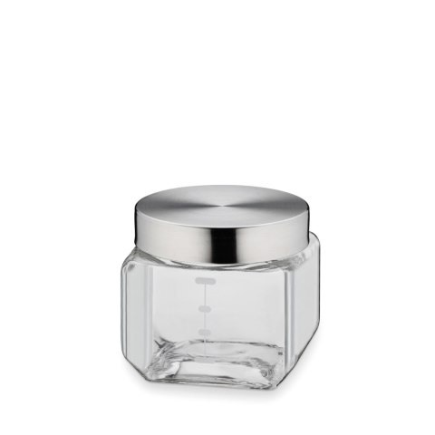 Pojemnik kuchenny, 0,75 l, 11×11×11 cm, szkło/stal